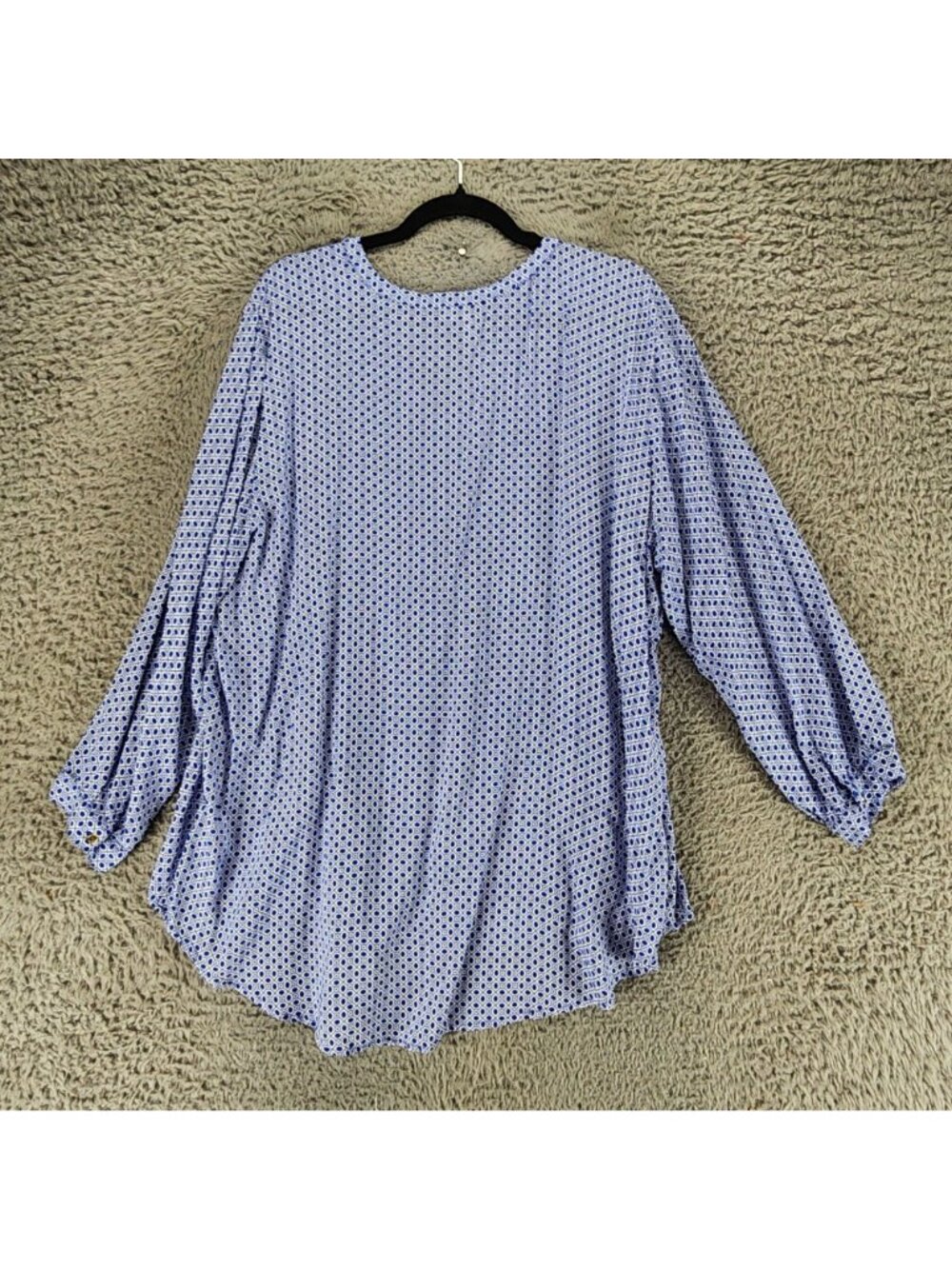 Grand & Greene Top Womens 2X Blue Long Sleeve Blouse - Picture 8 of 9